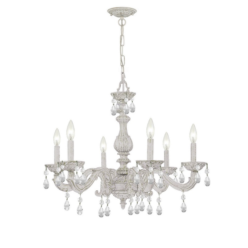 Crystorama 5036-AW-CL-S Paris Market Six Light Chandelier Antique White