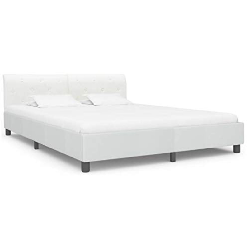 Festnight Struttura Letto Matrimoniale Moderno in Ecopelle,Giroletto Matrimoniale Moderno in Ecopelle,Letto in Stoffa,Letto Matrimoniale Moderno,Letto a Doghe,Telaio Letto 140×200/160×200/180×200 cm