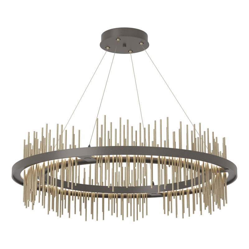 Gossamer Circular LED Pendant Dark Smoke Soft Gold