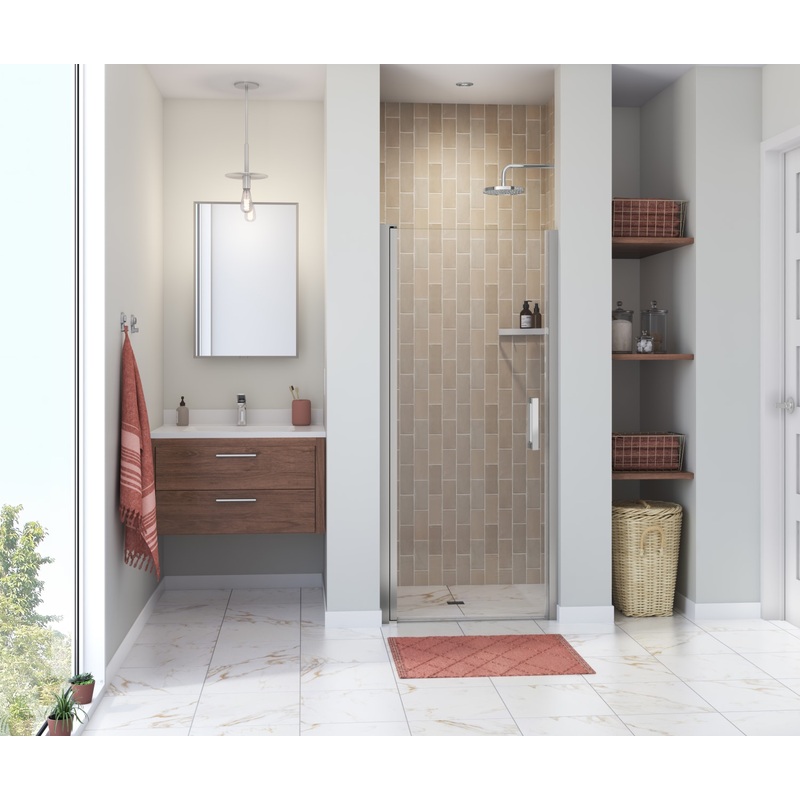 MAAX 138264-900-084-101 Manhattan 31-33 x 68 in. 6 mm Pivot Shower Door for Alcove Installation with Clear glass & Square Handle in Chrome