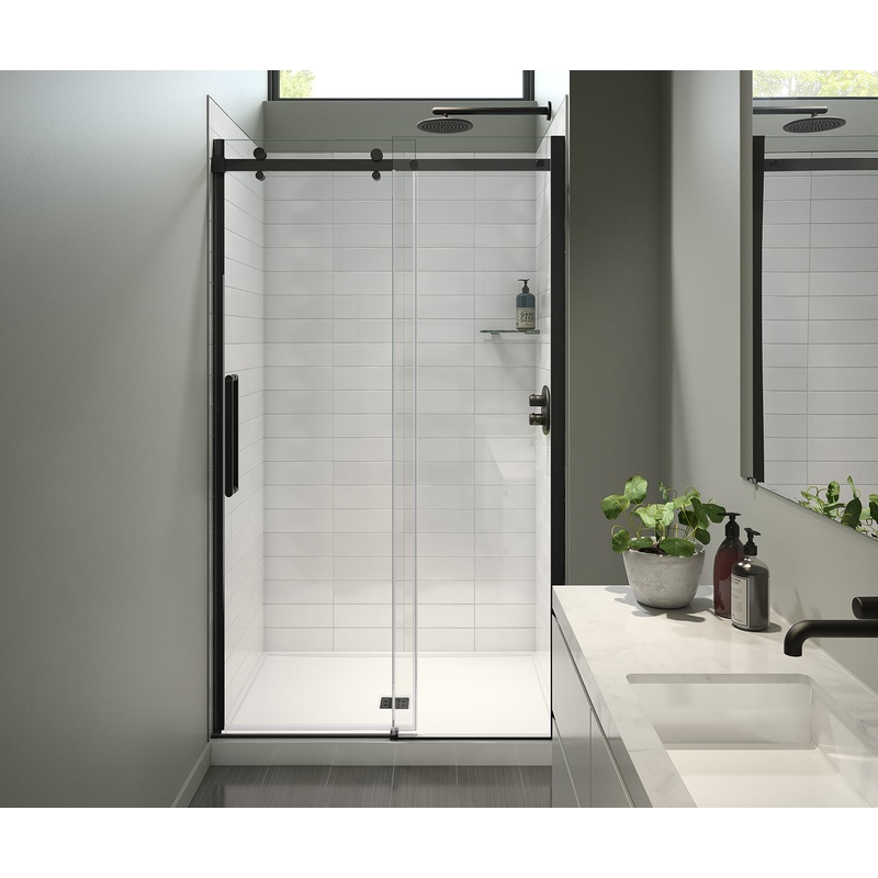 MAAX 138950-900-340-000 Halo Pro 44 -47 x 78  in. 8mm Sliding Shower Door for Alcove Installation with Clear glass in Matte Black
