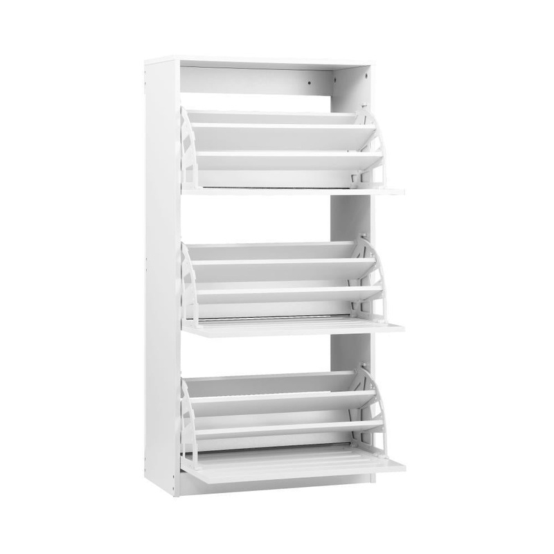 Shoe Storage Cabinet 3 Compartments with Rows White