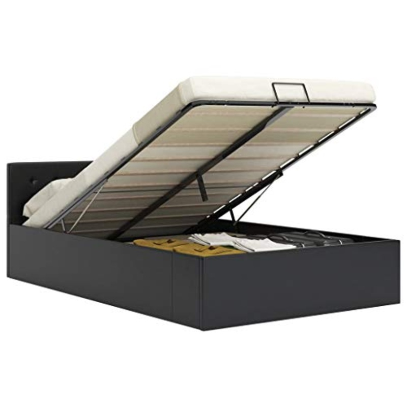 SKM Giroletto con Contenitore Idraulico Nero Similpelle 120x200cm