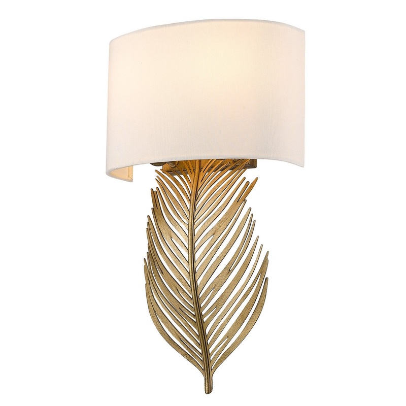 Two Light Wall Sconce from the Cay Collection in Vintage Fired Gold Finish by Golden