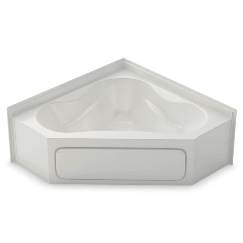 Whirlpool Tub 60 x 60 x 24 Inch Corner Apron Flange Center Drain White