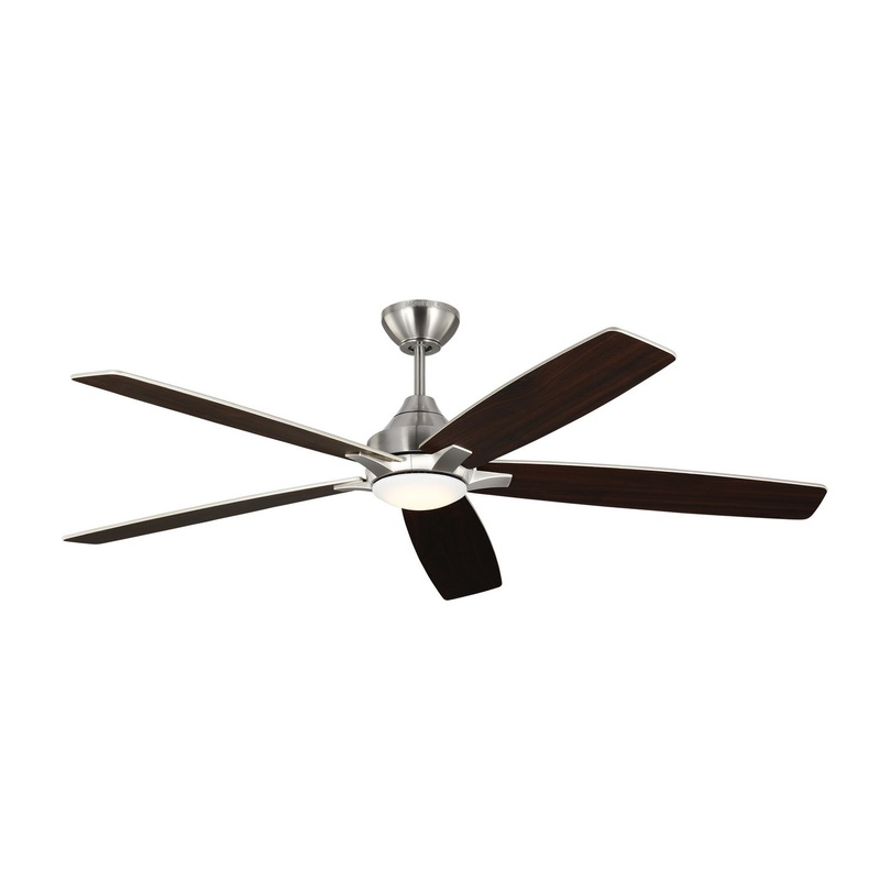 60″Ceiling Fan from the Lowden Collection in Brushed Steel Finish by Generation Lighting.