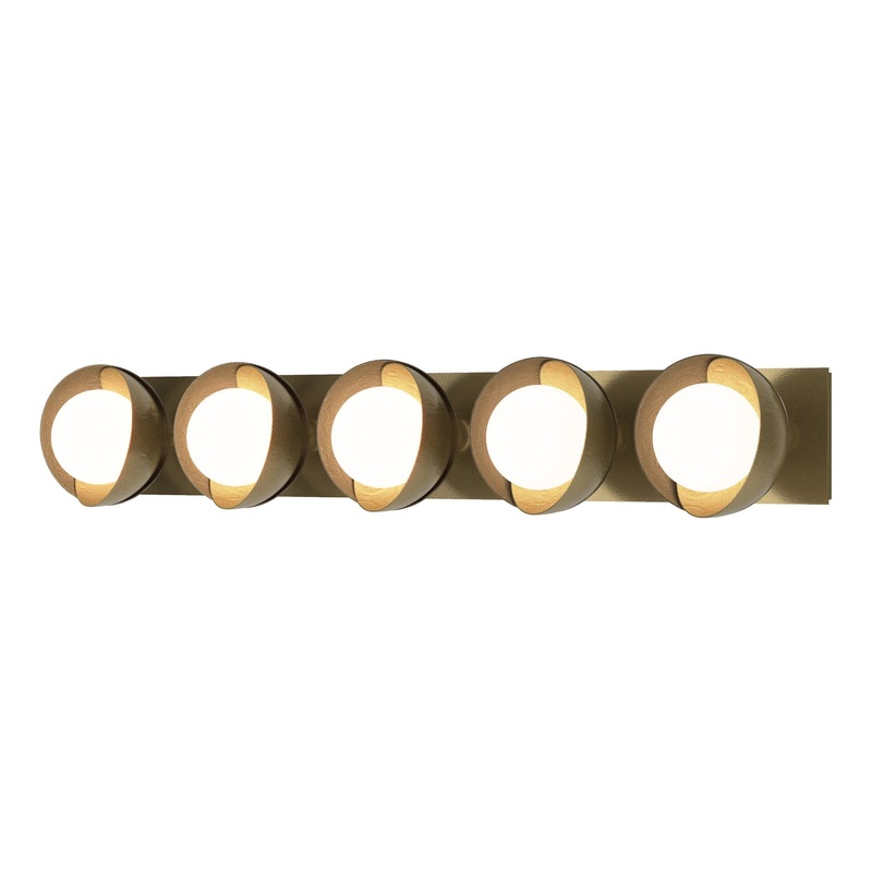Brooklyn 5-Light Straight Double Shade Bath Sconce Modern Brass Soft Gold