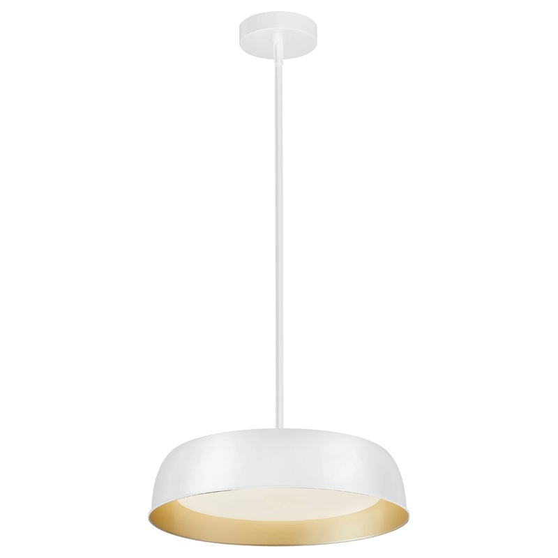 Camrose 16″ Pendant White with Gold