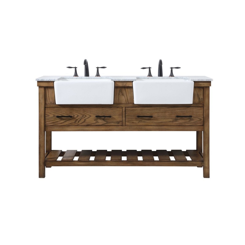 Double Bathroom Vanity from the Clement Collection in Driftwood Finish by Elegant Lighting