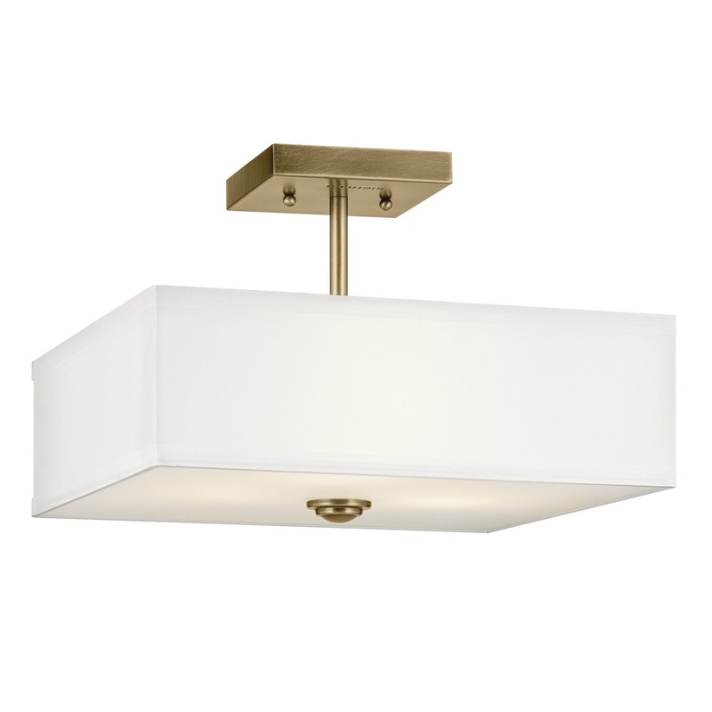 Kichler 43691NBR Three Light Semi Flush Mount, Natural Brass
