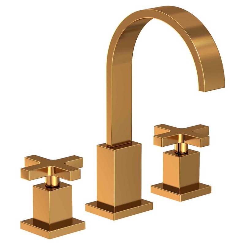 Lavatory Faucet Secant Widespread 8 to 20 Inch Spread 2 Cross ADA Aged Brass 1.2 Gallons per Minute Brass Spout Height 6-3/4 Inch