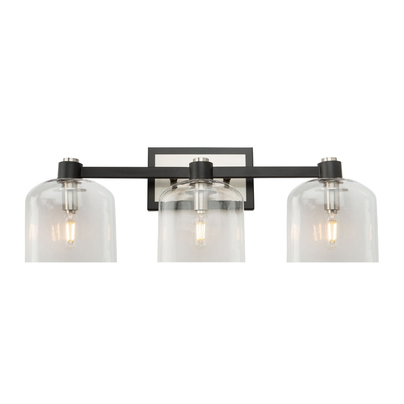Lyndon Bathroom Vanity Light – Black and Brushed Nickel / 3-Light