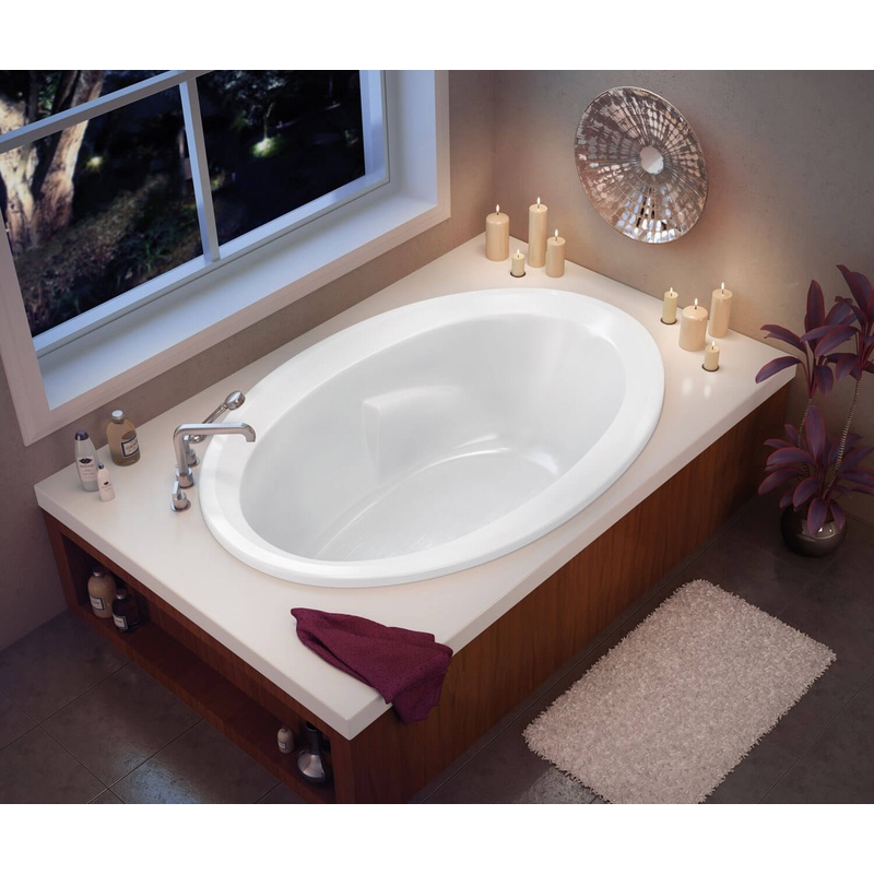 MAAX 100021-097-001-000 Twilight 60 x 42 Acrylic Drop-in End Drain Combined Whirlpool & Aeroeffect Bathtub in White