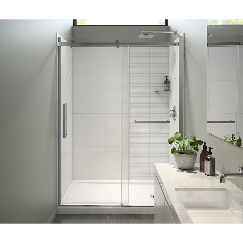 MAAX 138956-900-084-000 Halo Pro 56 -59 x 78  in. 8 mm Sliding Shower Door with Towel Bar for Alcove Installation with Clear glass in Chrome