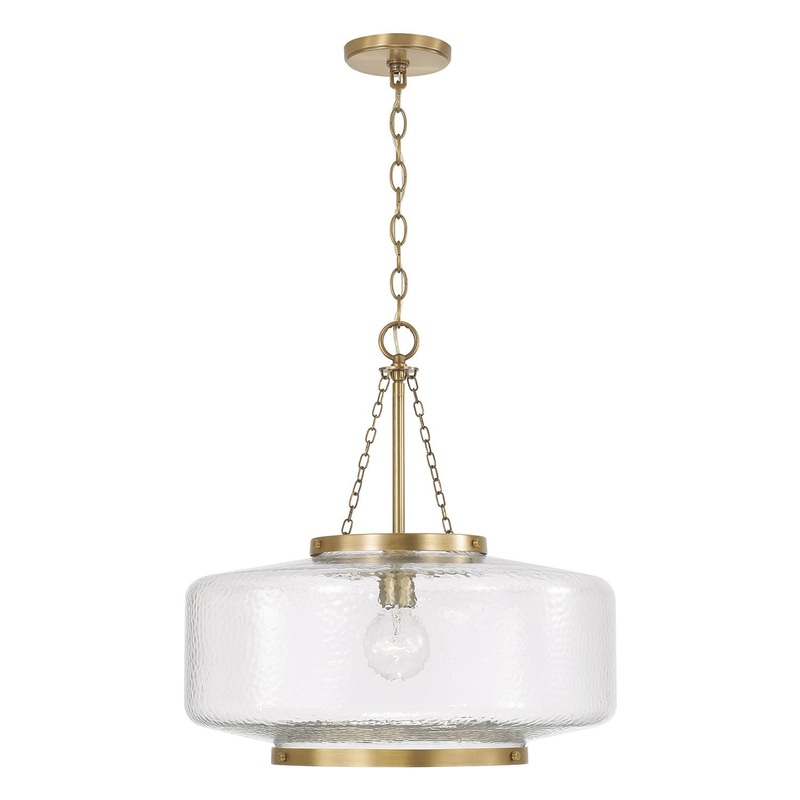 One Light Pendant from the Landon Collection in Aged Brass Finish by Capital Lighting