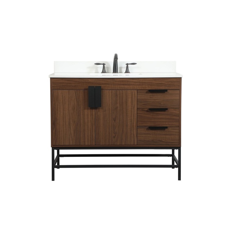 Single Bathroom Vanity from the Eugene Collection in Walnut Finish by Elegant Lighting