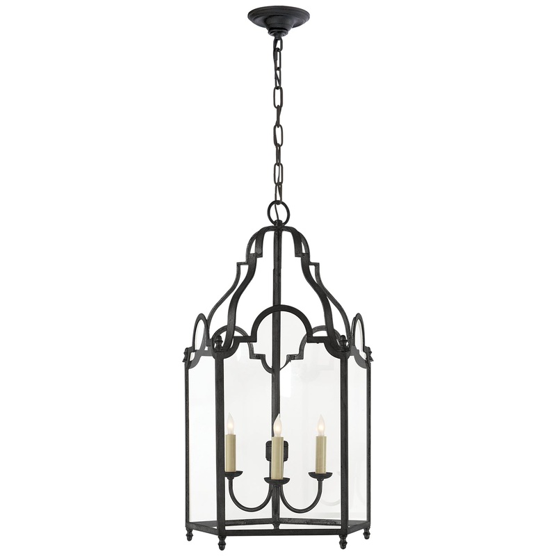 Three Light Lantern from the French Market Collection in Blackened Rust Finish by Visual Comfort Signature