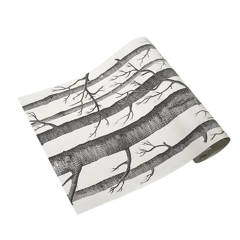 Wallpaper White Birch Tree Non-woven Wall Paper Roll