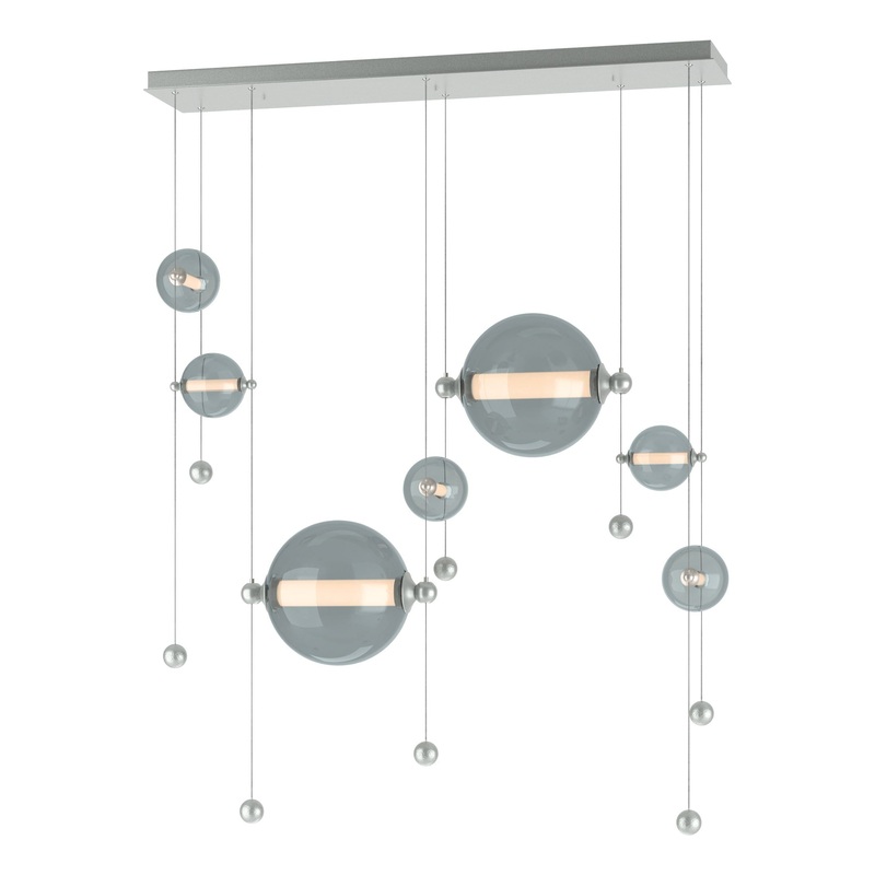 Abacus 7-Light Double Linear LED Pendant Vintage Platinum Cool Grey Glass (YL)