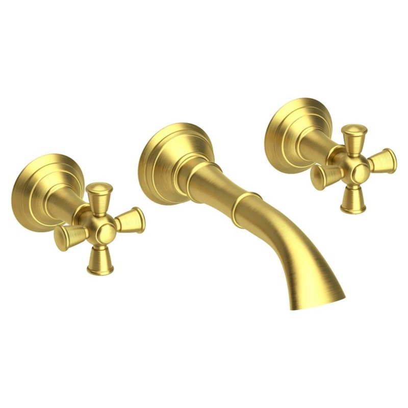 Aylesbury Two Handle Wall-Mount Bathroom Faucet – Satin Brass
