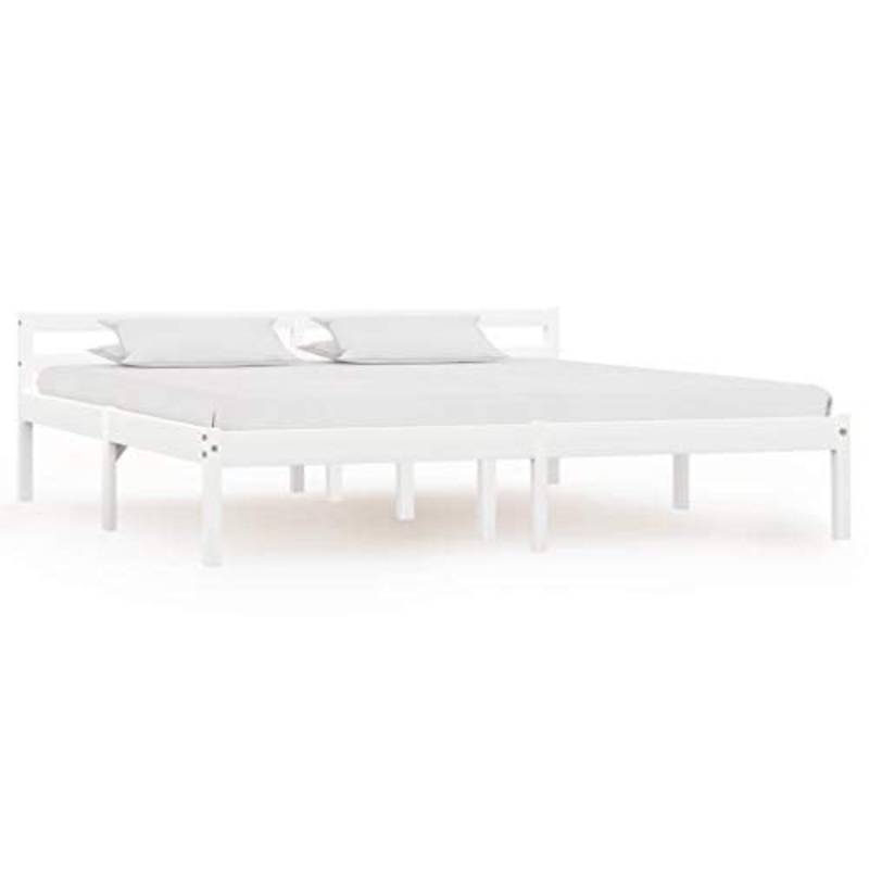 BIGTO – Struttura per letto in legno di pino massiccio, per camera da letto, stile A, 180 x 200 cm, colore: Bianco