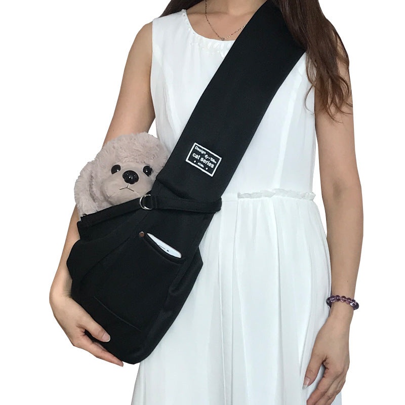 black Pet Carrier Sling Bag for Small Dogs and Cats – Up to 15kg