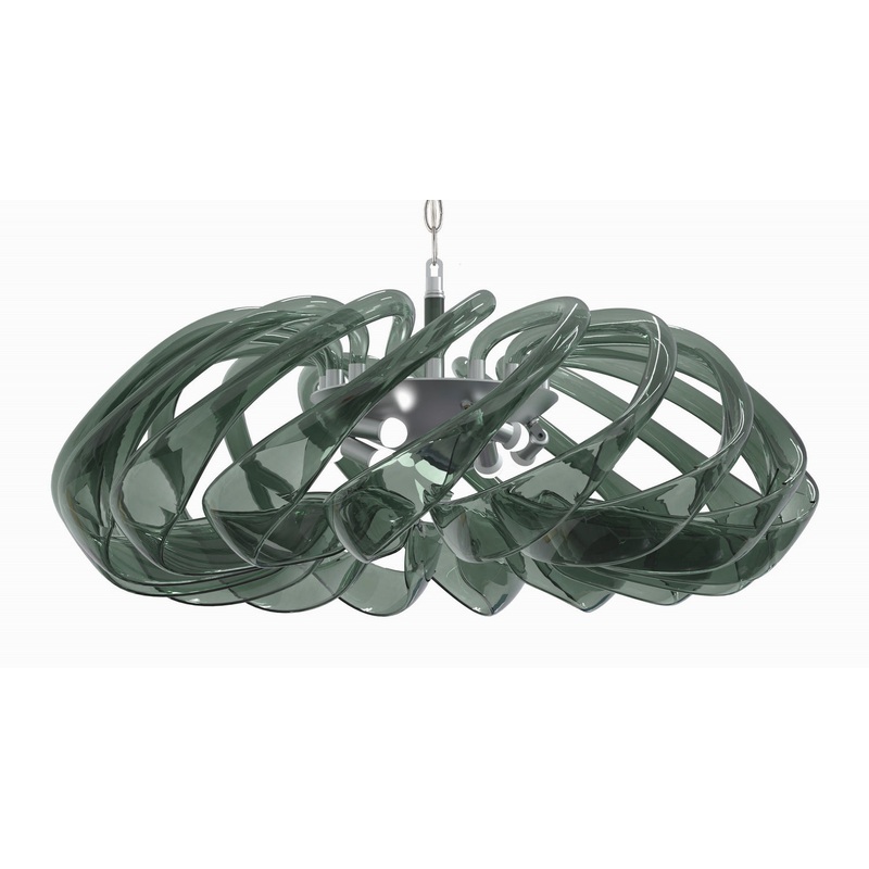 Eight Light Pendant from the Donatella Collection in Smoke Green Glass Finish by Metropolitan