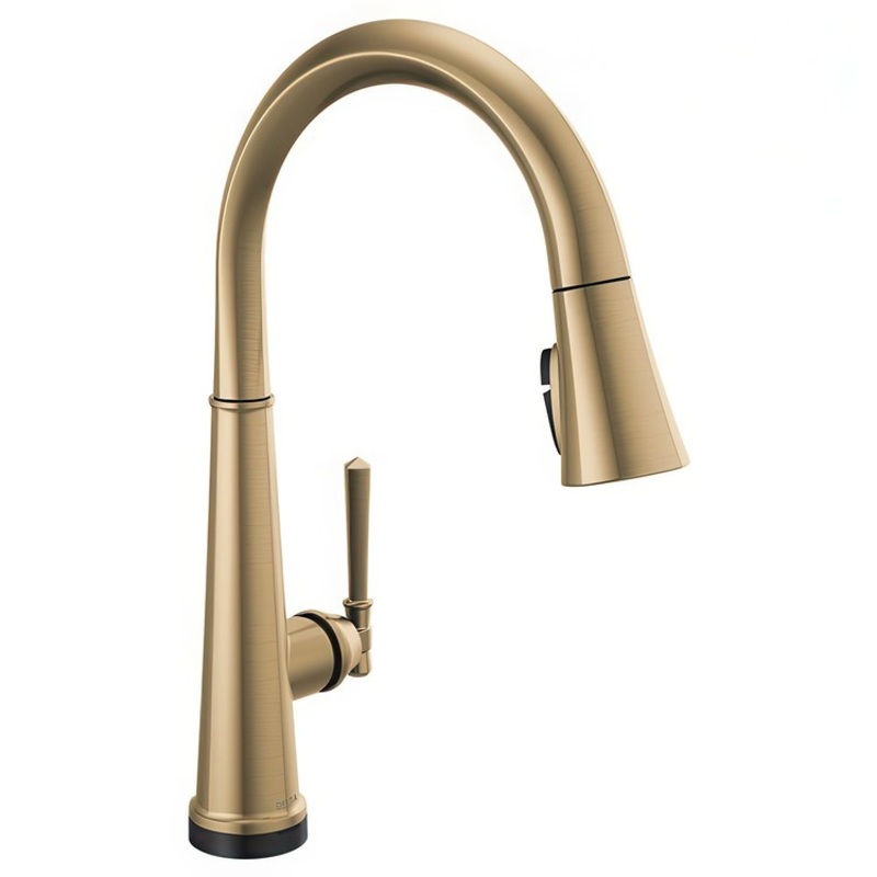 Kitchen Faucet Emmeline 1 Lever ADA Lumicoat Champagne Bronze Gooseneck 360 Degree Rotational 1 Hole Diamond Seal Technology 1.8 Gallons per Minute