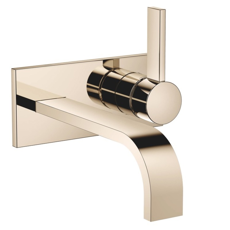 Lavatory Faucet MEM Wall Mount Mixer 1 Lever ADA WaterSense Champagne 1.2 Gallons per Minute Less Drain 2 Hole