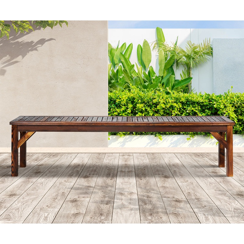 Livsip Garden Bench Wood Patio 190cm Slatted Seat Outdoor