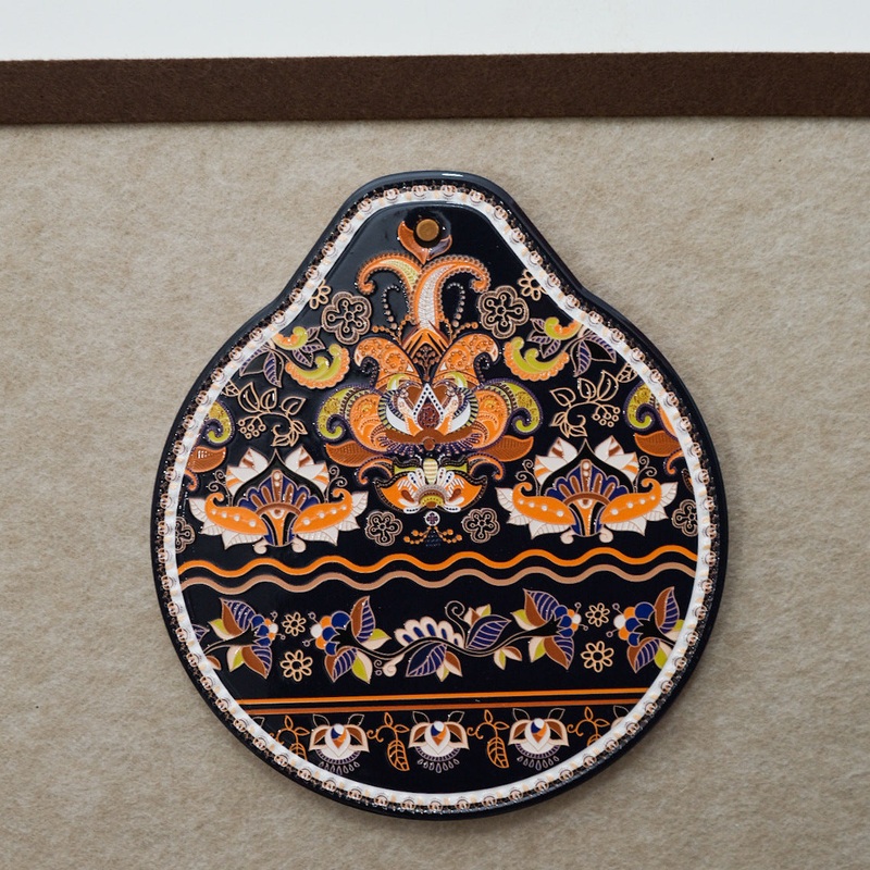 Orange-black Set of 4 Embossed Ceramic Paddle Mats – Assorted Bohemian Pattern Heat Resistant Pads