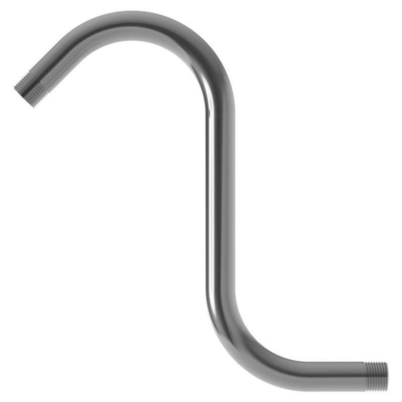 Shower Arm Tub and Shower S Style Midnight Chrome 10 Inch 1/2″ – 14NPT Brass Wall