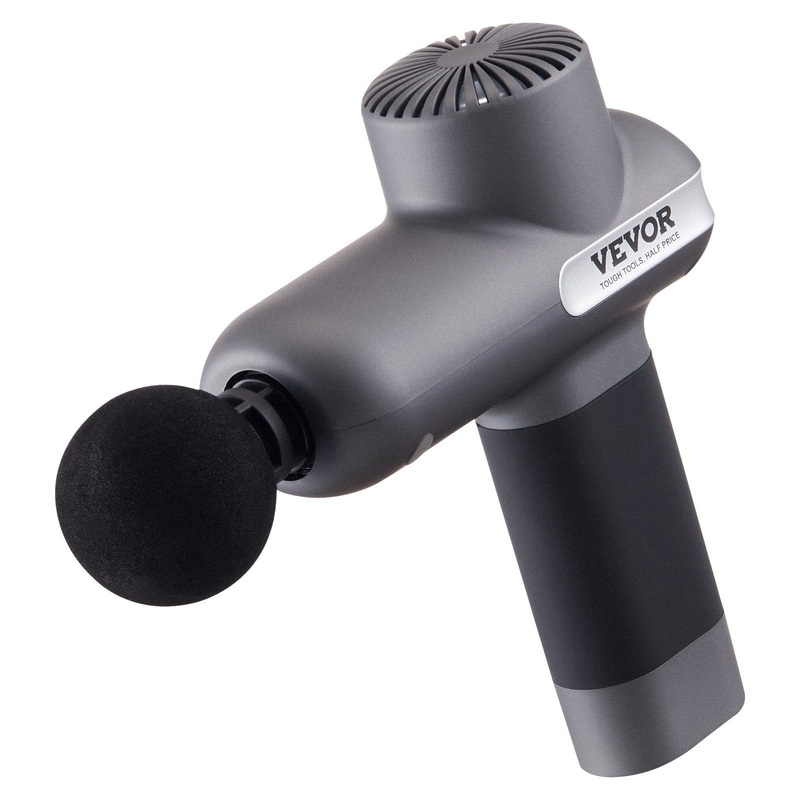 VEVOR Massage Gun Deep Tissue, Percussion Muscle Massager for Athletes – with 5 Speed Levels & 6 Massage Heads, 7.4V 2500mAh Batteries, Handheld Electric Massage Gun for Pain Relief, Muscle Relaxation