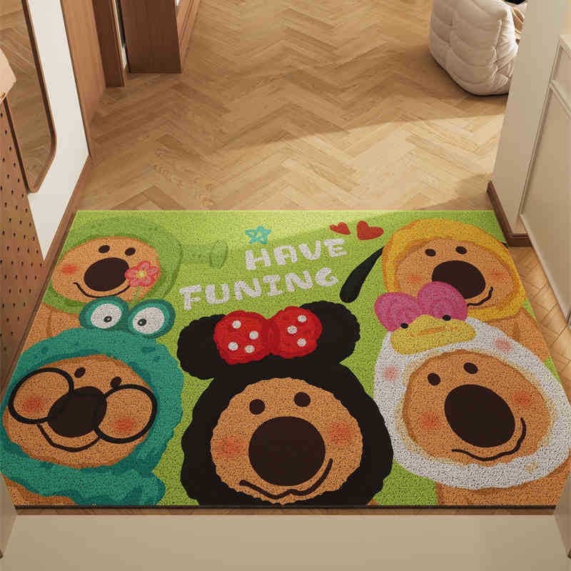 Dog Party Party Set of 2 Cartoon PVC Coil Entrance Mats – Non-Slip Dirt Trapping Door Mats (50x80cm)