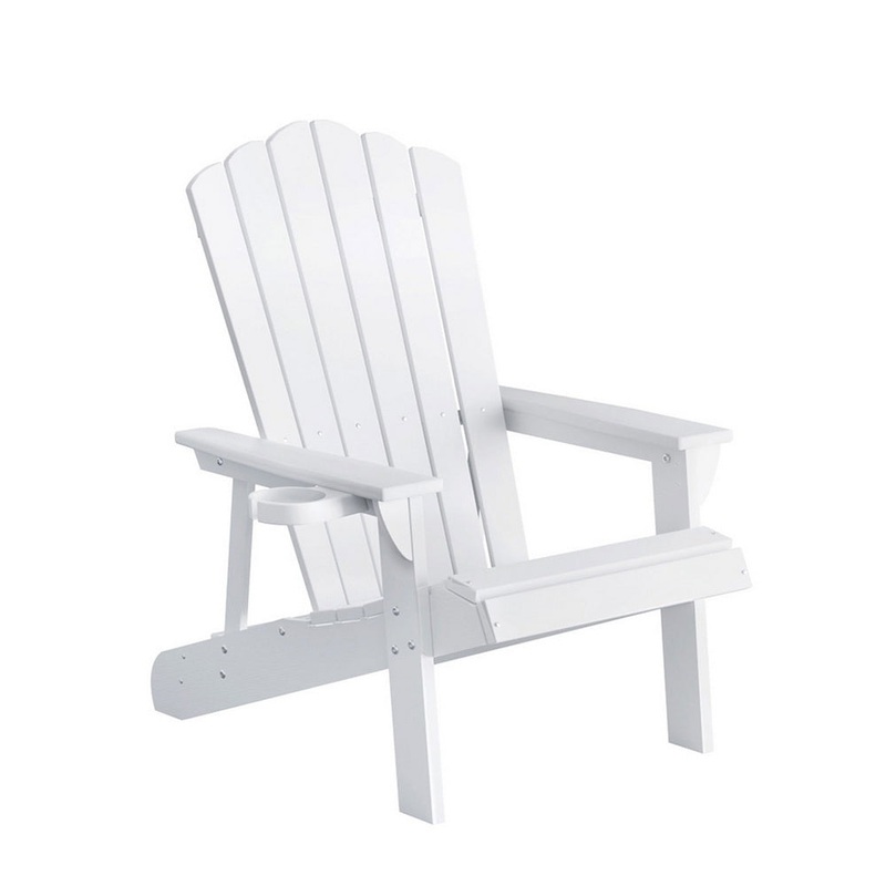 Gardeon Outdoor Chairs HDPE Adirondack Beach Chair Sun Lounge Patio Furniture Garden white