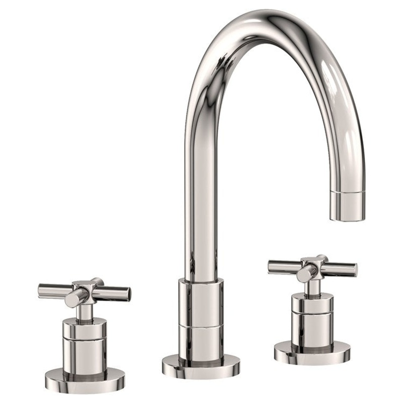 Kitchen Faucet East Linear 8 to 20 Inch Spread 2 Cross ADA Polished Nickel Spout Height 5-11/16 Inch Spout Reach 7-7/8 Inch 1.8 Gallons per Minute