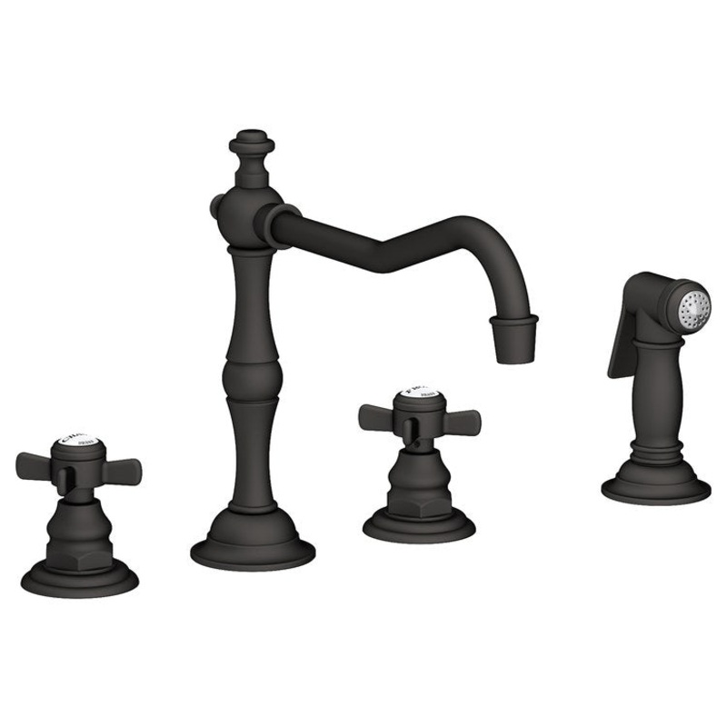 Kitchen Faucet Fairfield 8 to 20 Inch Spread 2 Cross ADA Flat Black Pull Out Sidespray Spout Height 5-5/9 Inch Spout Reach 9-1/2 Inch 1.8 Gallons per Minute