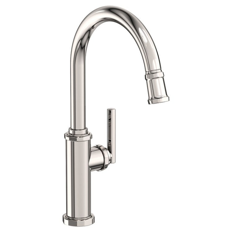 Kitchen Faucet Heaney 1 Lever ADA Polished Nickel Pull Down Spout Height 10-3/4 Inch 1.8 Gallons per Minute