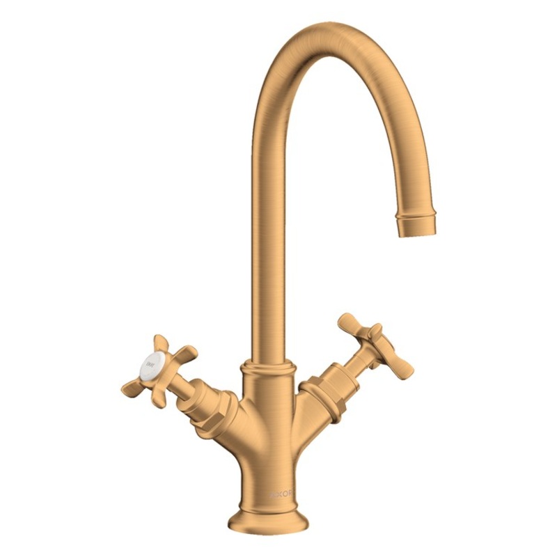 Lavatory Faucet Montreux 2 Cross ADA WaterSense Brushed Gold Optic 1.2 Gallons per Minute Deck Mount Pop-Up 1 Hole EcoRight Comfort Zone