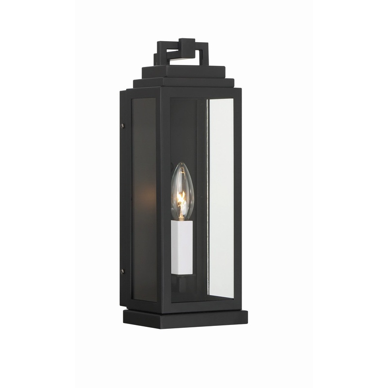 One Light Outdoor Wall Sconce from the Aspen Collection in Matte Black Finish by Crystorama