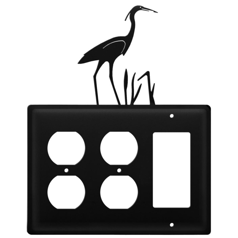 Village Wrought Iron EOOG-133 Triple Heron Double Outlet and Single GFI Cover CUSTOM Product
