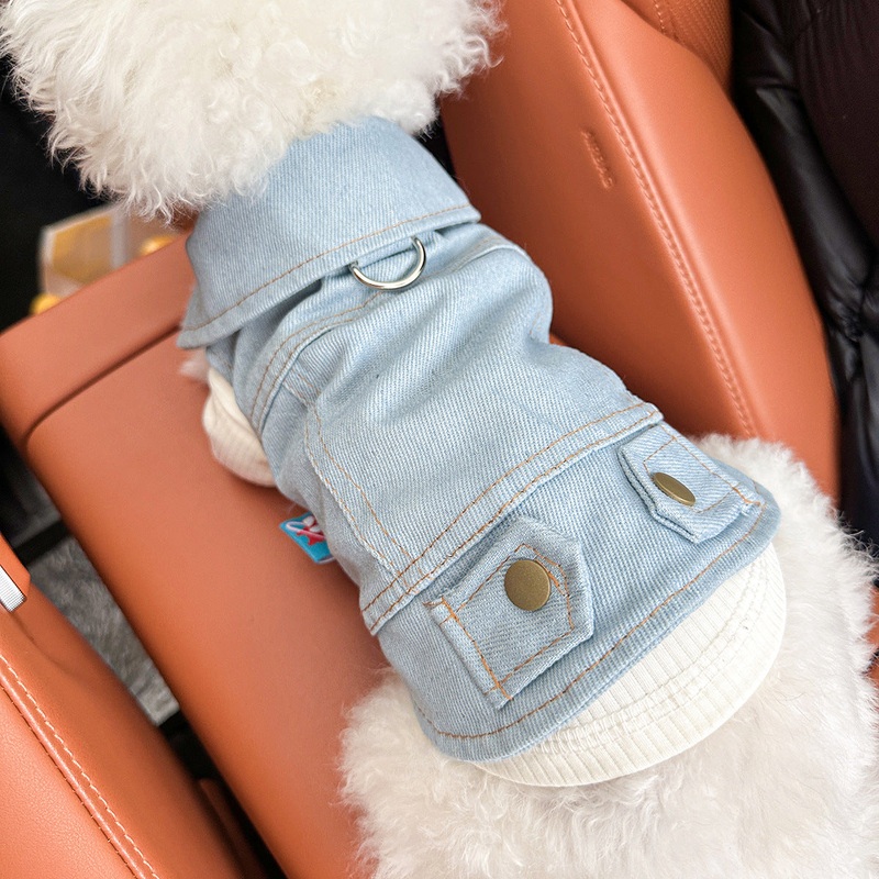 XS-Approximately 2kg Classic Denim – Solid Colours Denim Vest Jacket for Dogs and Cats – Spring, Summer, and Autumn Wear