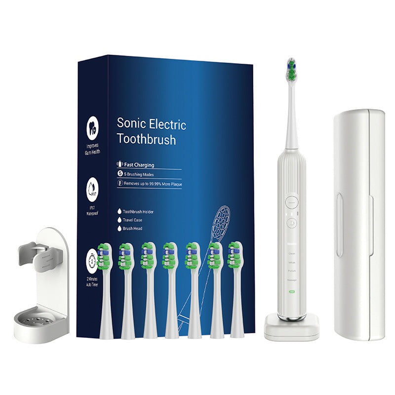 Advanced Electric Toothbrush with 5 Modes and 8 Brush Heads(White)