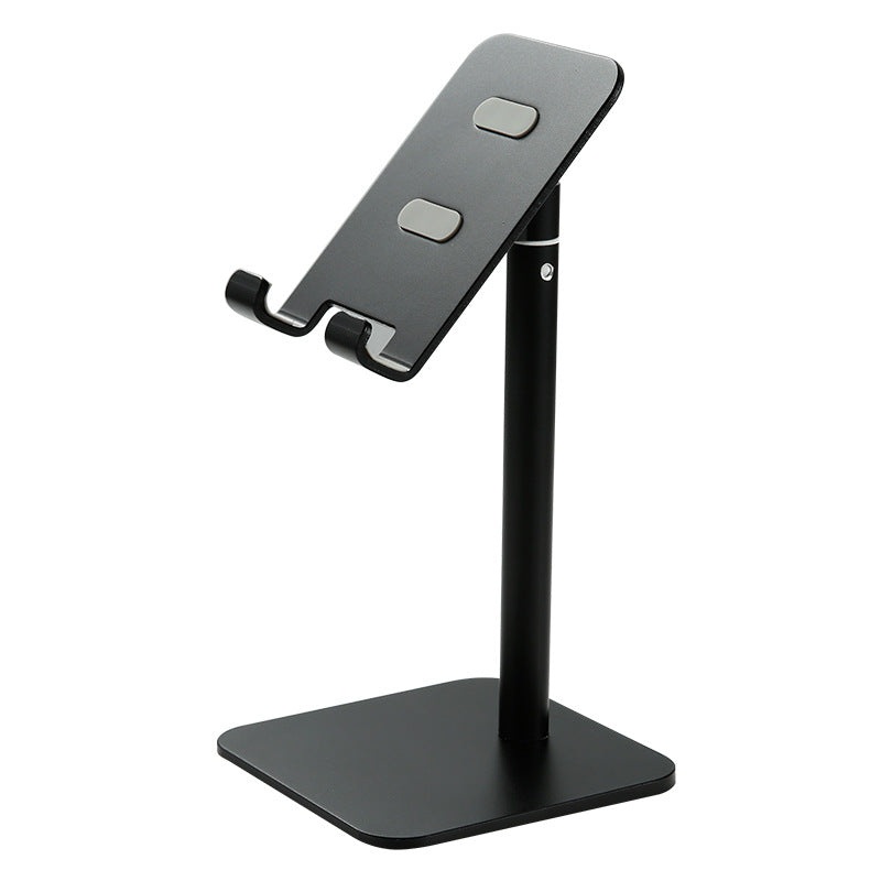 Black Adjustable Aluminum Alloy Phone and Tablet Stand – Telescopic Desktop Holder for Live Streaming and Hands-Free Use