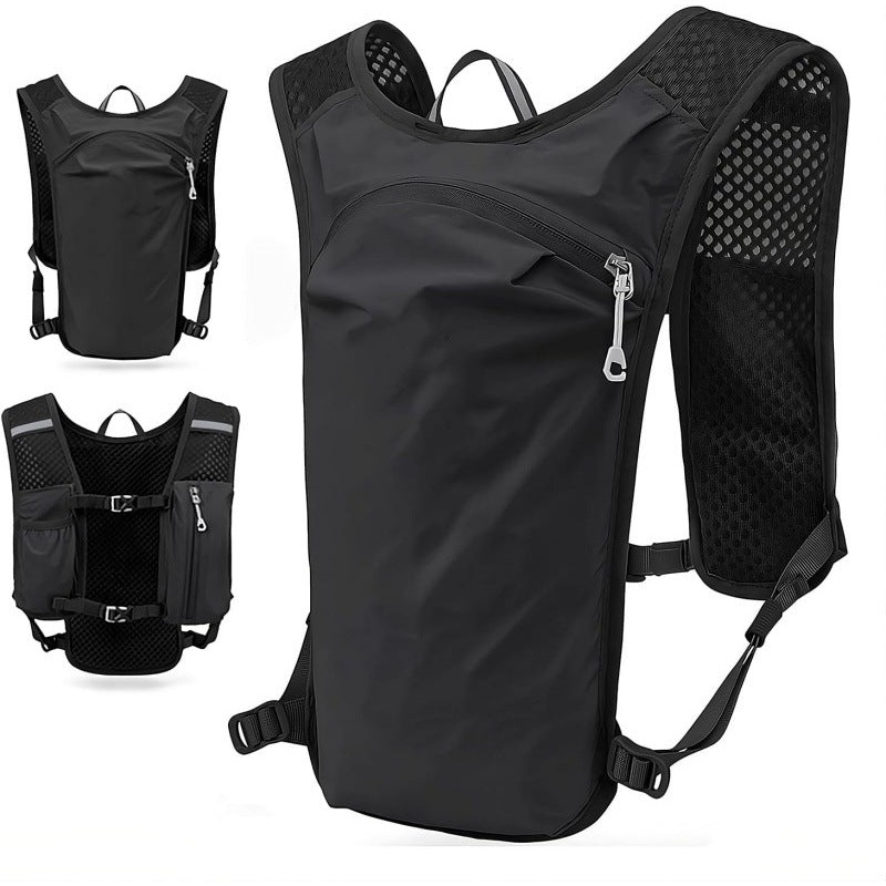 Black Cycling Running Hiking Backpack – Breathable Hydration Pack with Vest Design for Biking, Marathon & Outdoor Sports