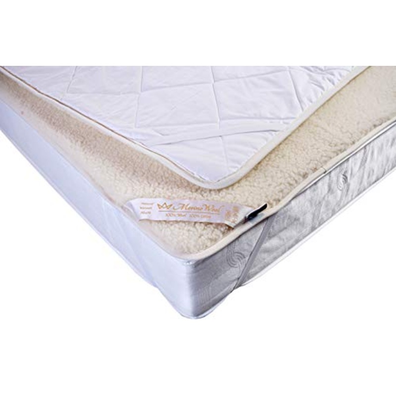 Coprimaterasso reversibile di lusso e caldo e reversibile 100% lana merino, sotto la coperta, per tutte le stagioni, sotto la coperta. Per neonati, neonati, bambini, bambini, assorbono naturalmente l’umidit.