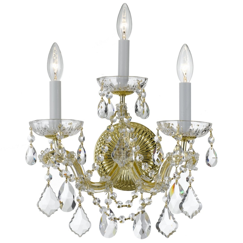 Crystorama 4403-GD-CL-S Maria Theresa Three Light Wall Sconce Gold