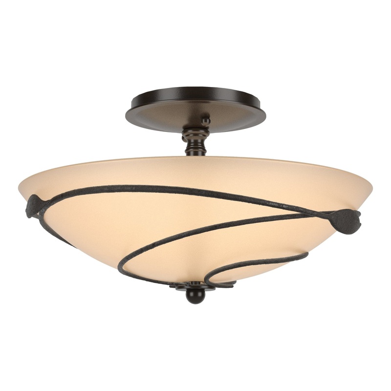 Forged Leaves Semi-Flush Oil Rubbed Bronze Sand Glass (SS)