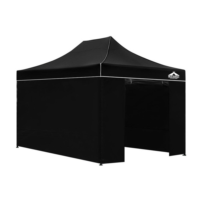 Instahut Gazebo Pop Up Marquee 3×4.5 Folding Tent Wedding Gazebos 500D Black