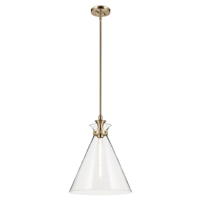 Laria 16″ 1-Light Pendant Champagne Bronze Clear Glass